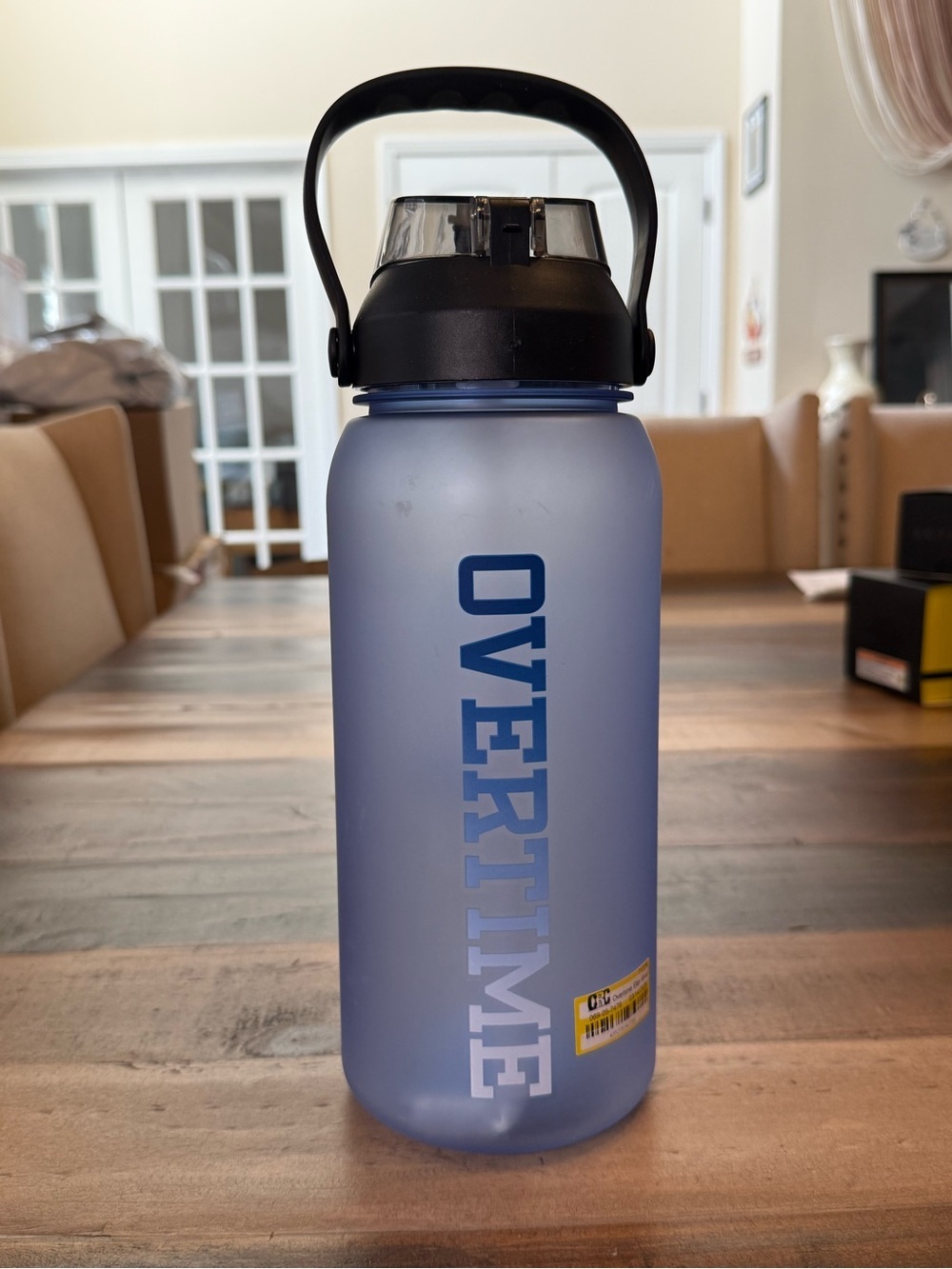 Overtime Flip Top Water Bottle w/ Straw Handle Blue Plastic 64 fl oz